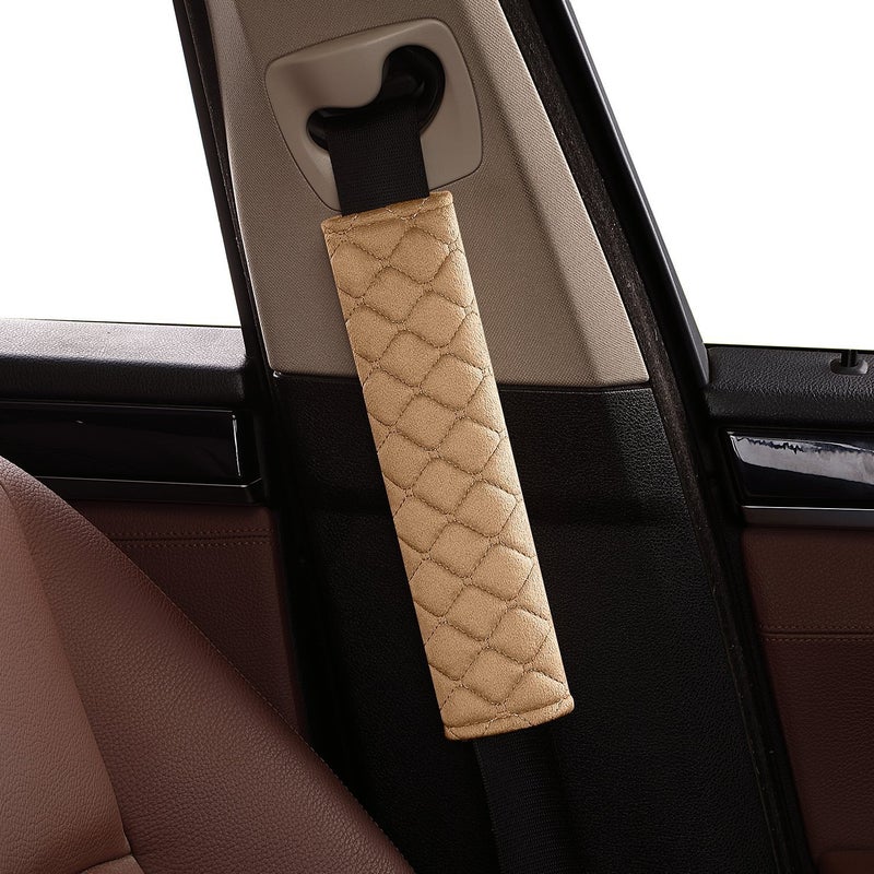 MIKAFEN 4 Pack Universal Car Seat Belt Pads  Adult Seat Belt Shoulder Strap Covers Harness Pad for Car/Bag Soft Comfort Helps Protect You Neck Shoulder from The Seat Belt Rubbing (4pack-Beige) - Image 5